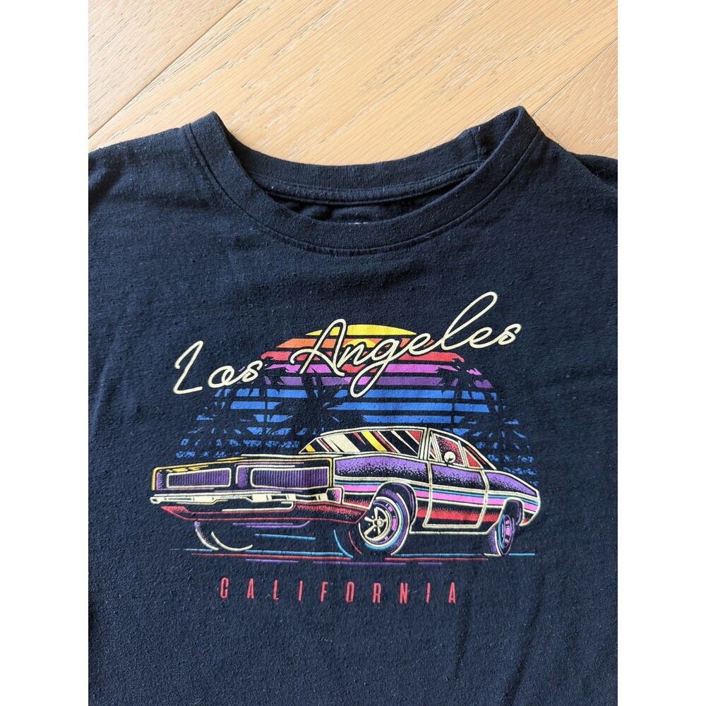 Los Angeles California Graphic T-Shirt Black Retro 80s Muscle Car Brisco Size XL